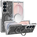 For Samsung Z Fold 8 Ultra Glitz HQ Shimmer Glitter [Magnetic Ring Circle] with 360 degree Rotational Ring Kickstand Tough Hybrid Case - Black