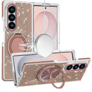 For Samsung Z Fold 8 Ultra Glitz HQ Shimmer Glitter [Magnetic Ring Circle] with 360 degree Rotational Ring Kickstand Tough Hybrid Case - Gold