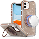 iPhone 11 (XI6.1) Glitz HQ Shimmer Glitter [Magnetic Ring Circle] with 360 degree Rotational Ring Kickstand Tough Hybrid Case - Gold