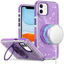 iPhone 11 (XI6.1) Glitz HQ Shimmer Glitter [Magnetic Ring Circle] with 360 degree Rotational Ring Kickstand Tough Hybrid Case - Purple