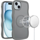 For iPhone 15 Grip Hand Magnetic Ring HQ Hybrid - Grey