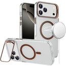 iPhone 17 Pro Max Transparent HQ Hybrid with Metallic Camera Stand Magnetic Ring Case - Desert Gold
