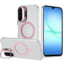 For Samsung A17 5G Transparent HQ Hybrid with Metallic Camera Stand Magnetic Ring Case - Pink