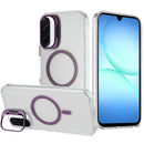 For Samsung A17 5G Transparent HQ Hybrid with Metallic Camera Stand Magnetic Ring Case - Dark Purple