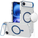 iPhone 17 Air Transparent HQ Hybrid with Metallic Camera Stand Magnetic Ring Case - Dark Blue