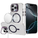iPhone 16 Pro Max 6.9 Transparent HQ Hybrid with Metallic Camera Stand Magnetic Ring Case - Dark Purple