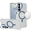 Samsung s26 Plus Transparent HQ Hybrid with Metallic Camera Stand Magnetic Ring Case - Dark Blue