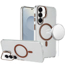 Samsung s26 Plus Transparent HQ Hybrid with Metallic Camera Stand Magnetic Ring Case - Desert Gold