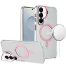Samsung s26 Transparent HQ Hybrid with Metallic Camera Stand Magnetic Ring Case - Pink