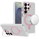 Samsung s26 Ultra Transparent HQ Hybrid with Metallic Camera Stand Magnetic Ring Case - Pink