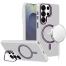 For Samsung s26 Ultra Transparent HQ Hybrid with Metallic Camera Stand Magnetic Ring Case - Dark Purple