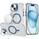 iPhone 15 Transparent HQ Hybrid with Metallic Camera Stand Magnetic Ring Case - Dark Blue