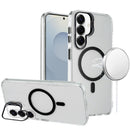 Samsung s26 Transparent HQ Hybrid with Metallic Camera Stand Magnetic Ring Case - Black