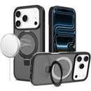 For iPhone 17 Pro Magnetic Matching Ring Stand Full Rotation Matte Hybrid - Black