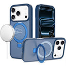 For iPhone 17 Pro Max Magnetic Matching Ring Stand Full Rotation Matte Hybrid - Blue