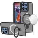 For Moto G 5G 2025/2026 - G Play 2026 - Magnetic Matching Ring Stand Full Rotation Matte Hybrid - Black