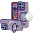 For Moto G 5G 2025/2026 - G Play 2026 - Magnetic Matching Ring Stand Full Rotation Matte Hybrid - Dark Purple