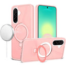 For Samsung Galaxy A27 Magnetic Matching Ring Stand Full Rotation Matte Hybrid - Light Pink