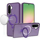 For Samsung Galaxy A57 Magnetic Matching Ring Stand Full Rotation Matte Hybrid - Dark Purple