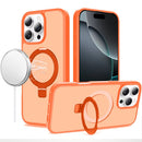 For iPhone 16 Pro Max 6.9 inch Magnetic Matching Ring Stand Full Rotation Matte Hybrid - Cosmic Orange