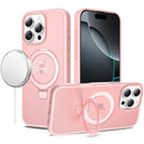 For iPhone 16 Pro Max 6.9 Magnetic Matching Ring Stand Full Rotation Matte Hybrid - Light Pink