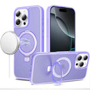 For iPhone 16 Pro Max 6.9 Magnetic Matching Ring Stand Full Rotation Matte Hybrid - Light Purple
