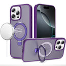 For iPhone 16 Pro Max 6.9 Magnetic Matching Ring Stand Full Rotation Matte Hybrid - Dark Purple