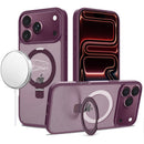 For Apple iPhone 18 Pro Max Magnetic Matching Ring Stand Full Rotation Matte Hybrid - Dark Cherry