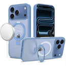 For Apple iPhone 18 Pro Max Magnetic Matching Ring Stand Full Rotation Matte Hybrid - Light Blue