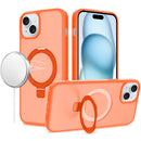 iPhone 15 Magnetic Matching Ring Stand Full Rotation Matte Hybrid - Cosmic Orange