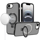For iPhone 17E / 16E / SE4 Magnetic Matching Ring Stand Full Rotation Matte Hybrid - Black