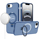 For iPhone 17E / 16E / SE4 Magnetic Matching Ring Stand Full Rotation Matte Hybrid - Blue