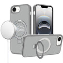 For iPhone 17E / 16E / SE4 Magnetic Matching Ring Stand Full Rotation Matte Hybrid - Grey