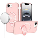 For iPhone 17E / 16E / SE4 Magnetic Matching Ring Stand Full Rotation Matte Hybrid - Light Pink