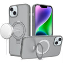 For iPhone 13/14 Magnetic Matching Ring Stand Full Rotation Matte Hybrid - Grey