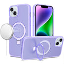 For iPhone 13/14 Magnetic Matching Ring Stand Full Rotation Matte Hybrid - Light Purple