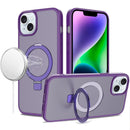 For iPhone 13/14 Magnetic Matching Ring Stand Full Rotation Matte Hybrid - Dark Purple