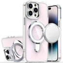 For iPhone 14 PRO MAX 6.7" CHROME HQ Rotational Magnetic Ring Hybrid - Clear