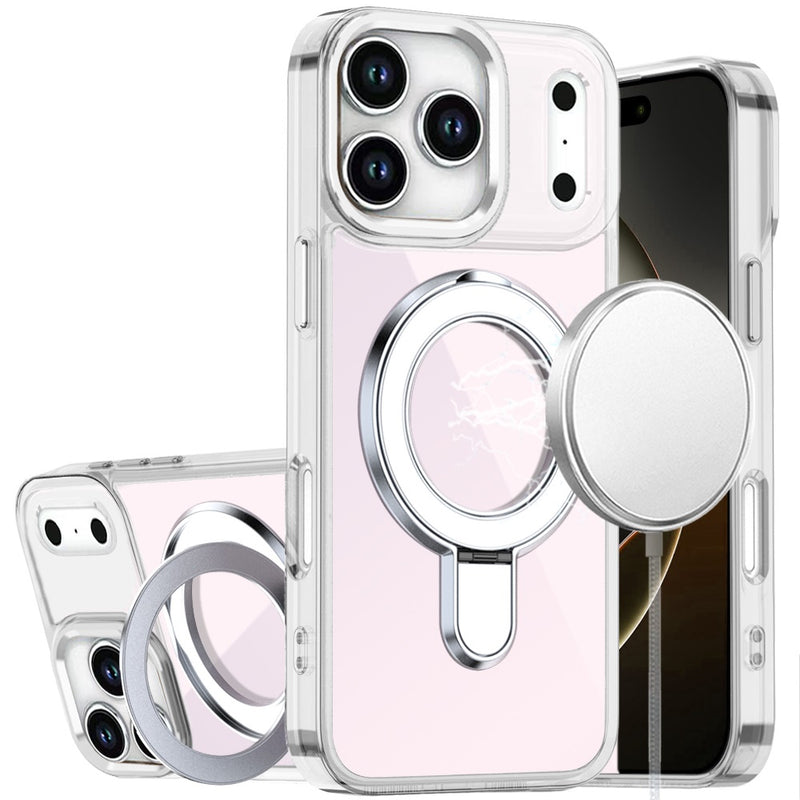 iPhone 17 Pro Max CHROME HQ Rotational Magnetic Ring Hybrid - Clear