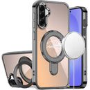 For Samsung Galaxy A37 CHROME HQ Rotational Magnetic Ring Hybrid - Black