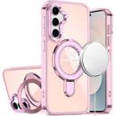 For Samsung s26 CHROME HQ Rotational Magnetic Ring Hybrid - Light Pink