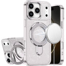 iPhone 17 Pro Max Transparent Glitter Rotaional Magnetic Ring Stand HQ Hybrid - Clear