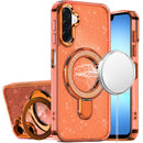 Samsung A17 5G Transparent Glitter Rotaional Magnetic Ring Stand HQ Hybrid - Cosmic Orange