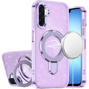 Samsung A17 5G Transparent Glitter Rotaional Magnetic Ring Stand HQ Hybrid - Light Purple