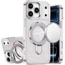 For Apple iPhone 18 Pro Max Transparent Glitter Rotaional Magnetic Ring Stand HQ Hybrid - Clear