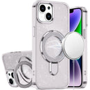 iPhone 13/14 Transparent Glitter Rotaional Magnetic Ring Stand HQ Hybrid - Clear