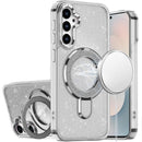 Samsung s26 Transparent Glitter Rotaional Magnetic Ring Stand HQ Hybrid - Clear