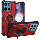 Motorola Moto G 5G 2025 CD Texture Design Magnetic Car Mount Friendly HQ Hybrid - Red