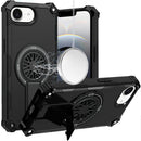 For iPhone 17E / 16E / SE4 CD Texture Design Magnetic Car Mount Friendly HQ Hybrid - Black