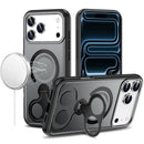 For iPhone 17 Pro Max Car Mount with 2-Ring Stand Hybrid Case - Gray